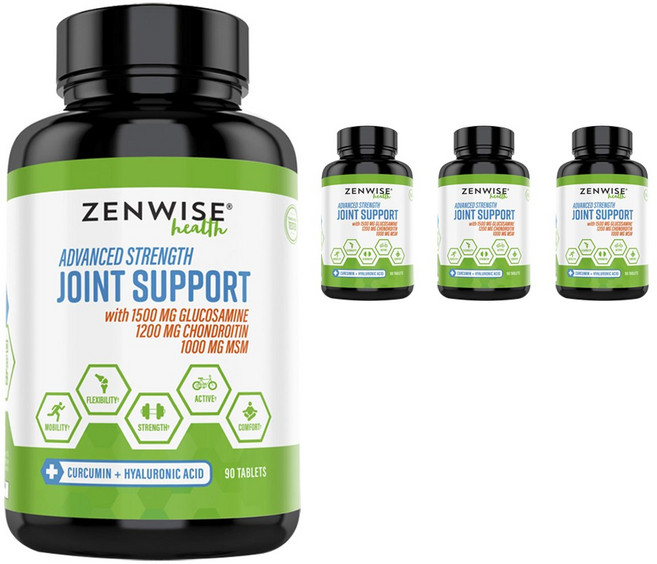 ZENWISE MSM葡萄糖胺&軟骨素錠, 90錠, 4罐
