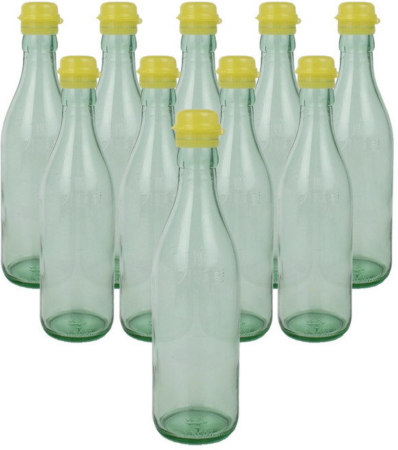 가인글로벌 청색 기름병350 유리병 참기름병 용기, 노랑, 10개, 350ml