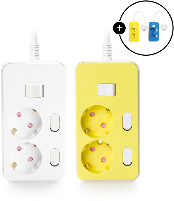 아이정 더좋은 프리미엄 멀티탭 2구 개별 스위치 과부하차단 멀티콘센트 안전한멀티탭, 1개, 1m, 화이트