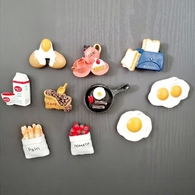 [1+1] 자석 음식 마그넷 현관문 디자인 홀더 포토 3D 냉장고 가정 다용도 멀티 매장 마그네틱 카페 귀여운 사진, 2개, 토스트기
