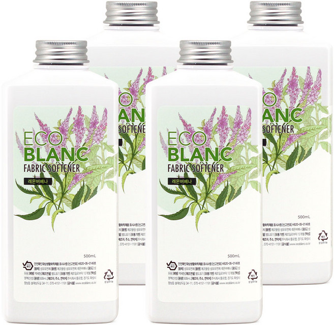 에코블랑 퍼퓸 섬유유연제 레몬버베나, 4개, 500ml