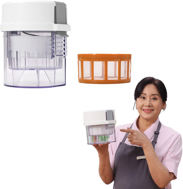 [TV홈쇼핑 지유홈쇼핑] 홍여진 하이로 매직 짤순이 대용량 야채 나물 탈수기 본체 + 유체분리 거름망 또는 본체 + 스탠망 택1/ 1.2L 채소 음식 수분제거, 1세트