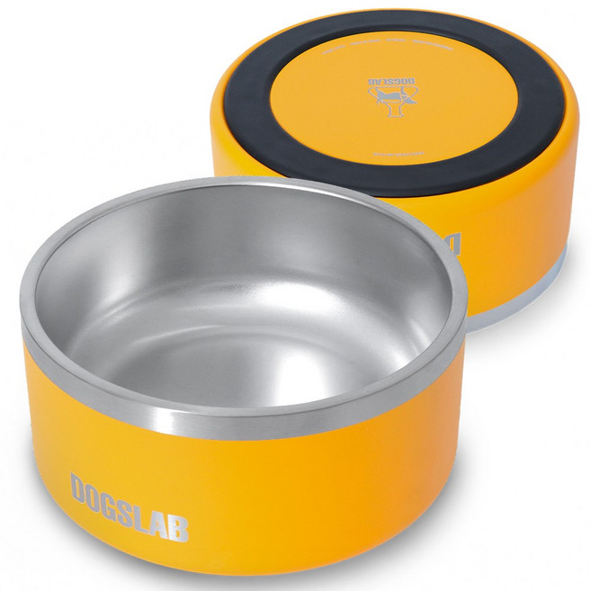 독스랩 반려동물 식기 밥그릇 물그릇, 2개, 머스타드 옐로우 32oz