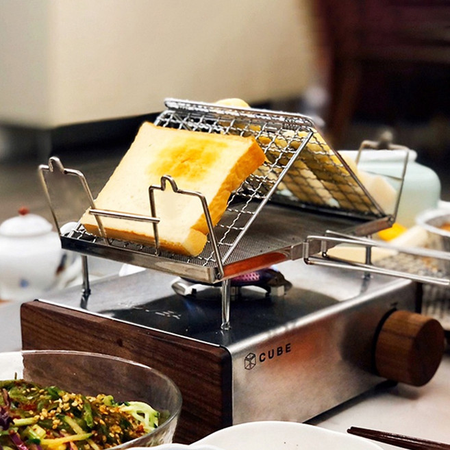 Thous Winds 日式山型烤網 SUS304不鏽鋼 烤麵包 烤土司 直火 露營烤網 吐司架 Kovea Cube可用, 1個, 25.5x23x6cm