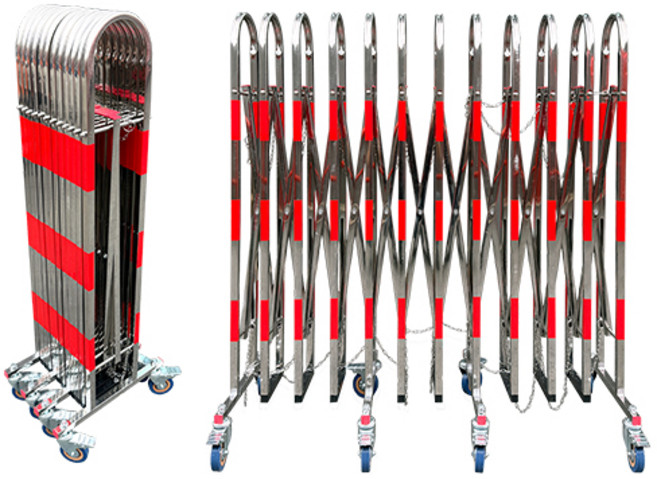 아치형 스텐접이식 바리케이드 H1100x5M, 1개, 스텐(적색반사지)