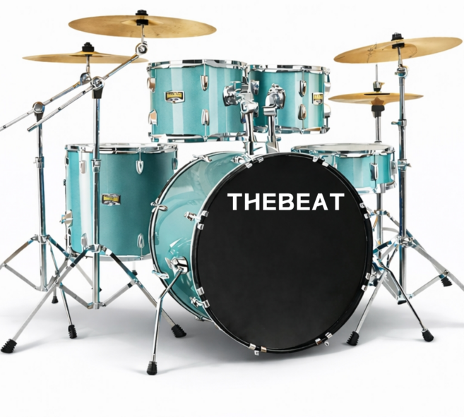 드럼세트 5드럼 4심벌 풀세트 입문용 취미 연습용 어쿠스틱 드럼, 1개, 4.고급형BCS 5드럼 4심벌-에메랄드 민트