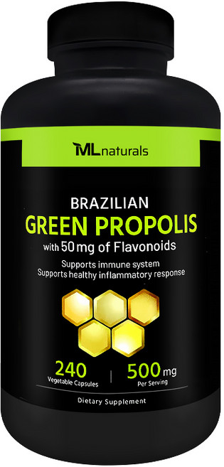 [미국빠른직구] 신제품 마이라이프 내추럴스 브라질 그린 프로폴리스 500mg (플라보노이드 50mg), 1개, 240정