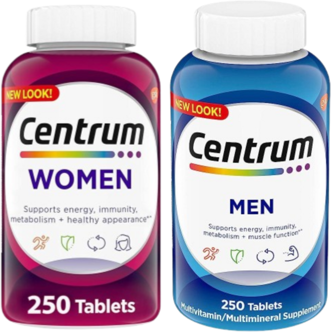 센트룸 멀티비타민 여성용 + 남성용 500정 (250정+250정), 2개, 250정