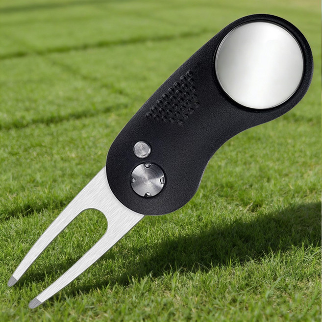 골프 캐디 라운딩 원터치 접이식 그린 디봇 수리기, 1개, 블랙
