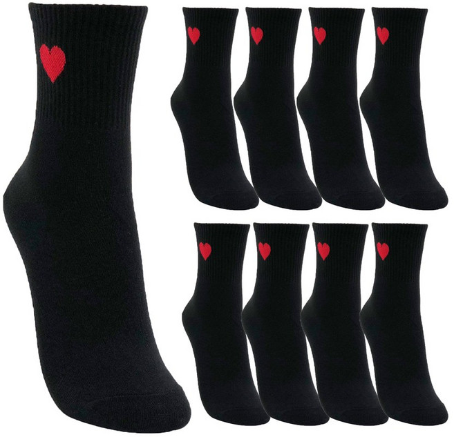 수한양말 여자 중목 양말 발목밴드 하트 9켤레