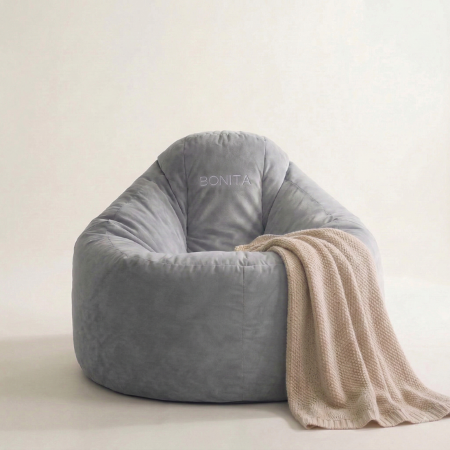 보니타 그란데 B987K 허그핏 말랑 스웨이드 빈백소파, 스모크