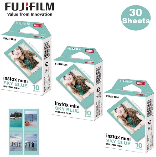후지필름 인스탁스 미니 링크 3 프린터용 인스턴트 필름 스카이 블루 필름 미니 12/8/SE/11/50/70/90/EVO/4