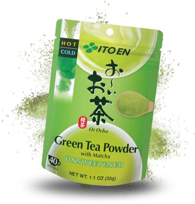 Oi Ocha Green Tea Powder + Matcha Unsweetened 1.1 Ounce Pouch, 1개, 32g, 1개입