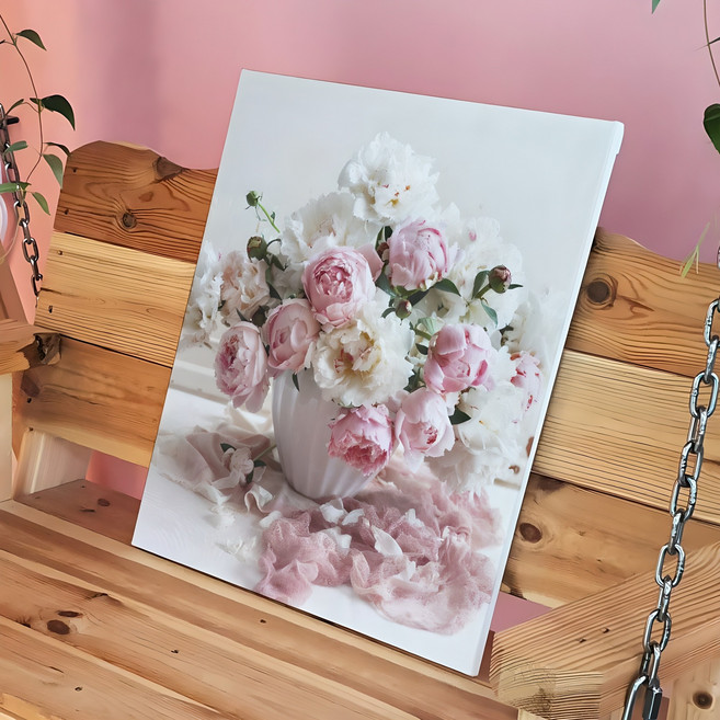 재물을 불러오는 작약 꽃화분 캔버스액자, 재물