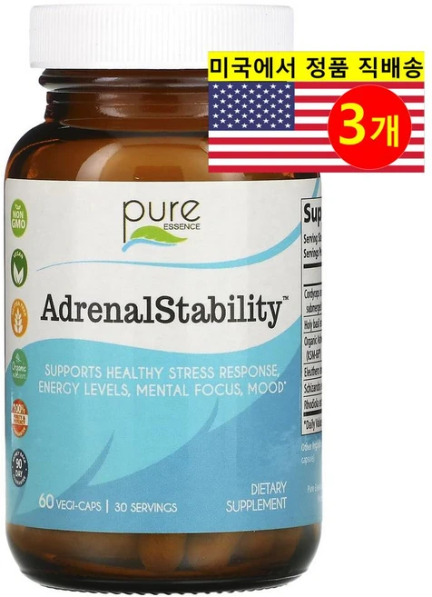 Pure Essence 아드레날 스타빌리티 AdrenalStability, 3개, 60정 - 쿠팡