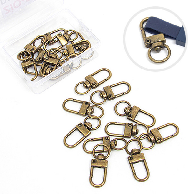 ZIO-BIZ D고리 세트 20pcs 엔틱골드 / 키링재료 키링만들기 D링 D고리 개고리 키링고리 비즈재료 비즈공예재료 악세사리부자재 열쇠고리부자재 비즈부자재, 1개
