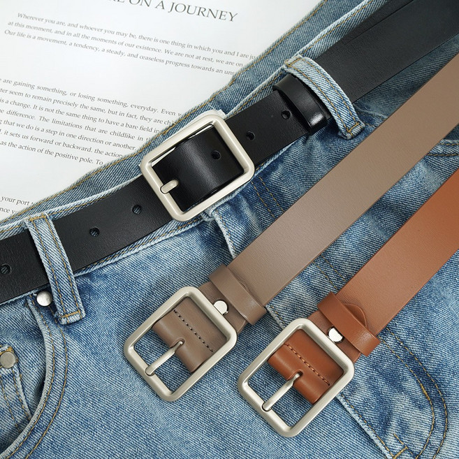 미니포커스 남녀공용 소가죽 수동 슬림 벨트 204