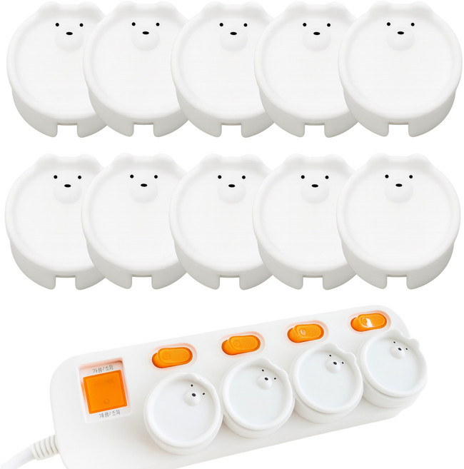 윤잇템 콘센트 실리콘 안전 마개 커버, 화이트, 10개