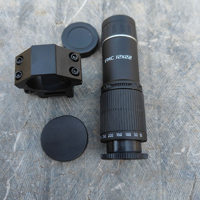 고배율 망원 조준경 12배율 멀티비전 조정가능 레일 장착형 망원경, 12배 망원경 + 20mm 레일 클램프