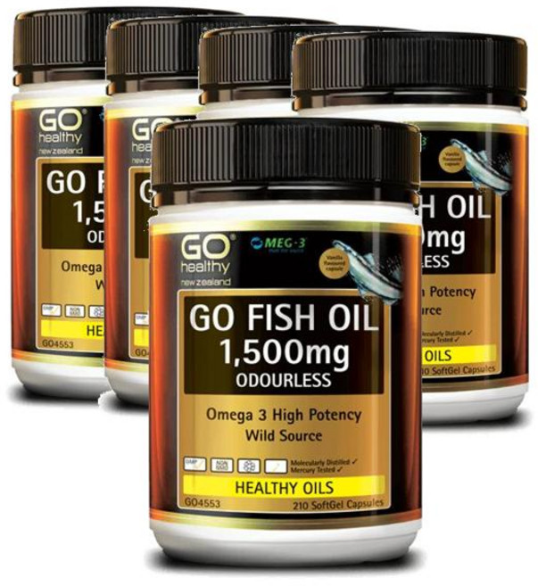 뉴질랜드 고헬씨 Go Healthy Fish Oil 피쉬오일 1500mg 무향 캡슐, 5개, 210정
