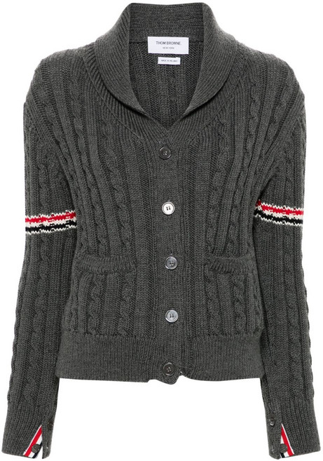 톰 브라운 RWB 스트라이프 케이블 니트 가디건