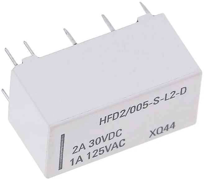 1PCS 마이크로 5V 코일 바이스테이블 래칭 릴레이 DPDT 30VDC 2A HFD2/005-S-L2-D, 01 One Size, 1