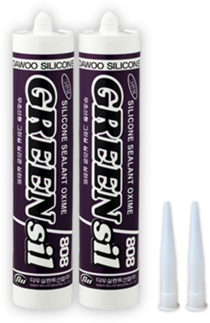 에스테크 다용도 냄새 적은 실리콘 그린씰 (노즐 포함) 투명, 2개