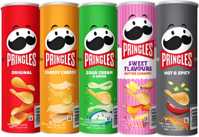 [프링글스 5종 세트]프링글스 오리지날+치즈+사워크림어니언+버터카라멜+핫&스파이시 다양한 맛 프링글스, 1세트, 550g