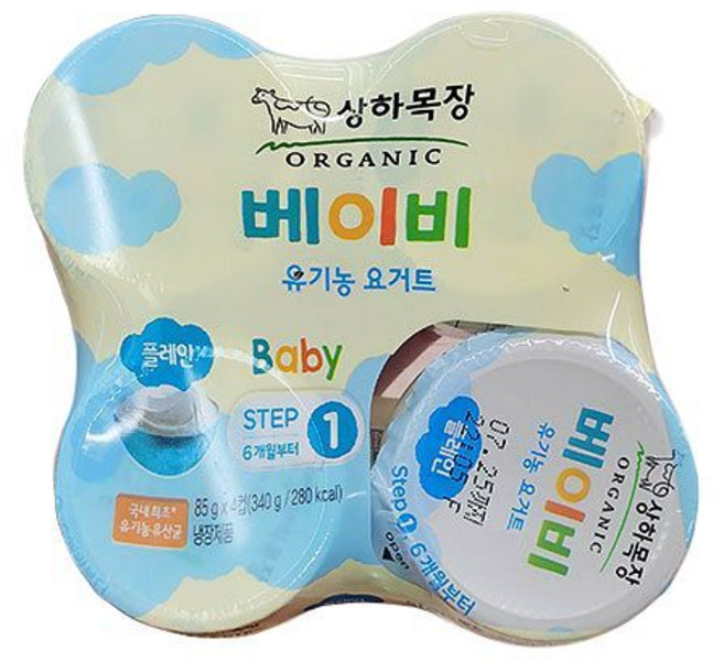 매일 상하목장 유기농 베이비 요거트 플레인 1단계, 종이박스포장, 85g, 8개