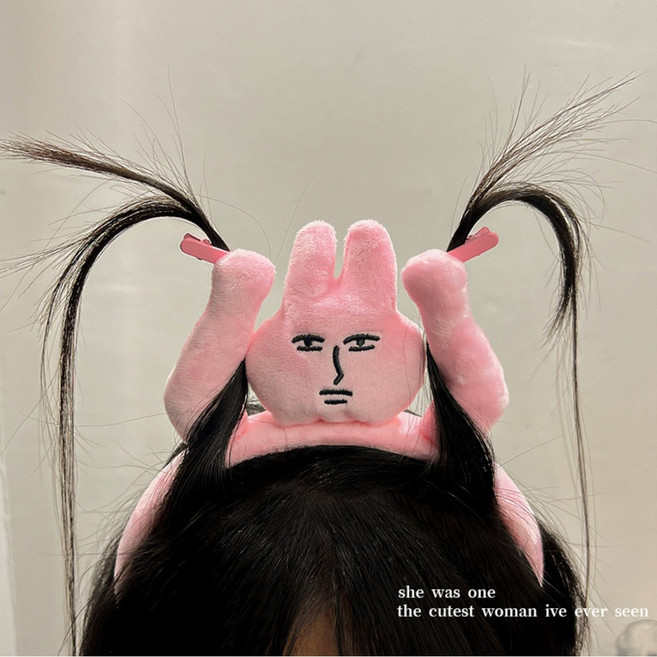 [ 웃기고 잡화점네 ] 머리카락 잡는 머리띠 토끼 머리띠 쓸모없는 선물, 1개