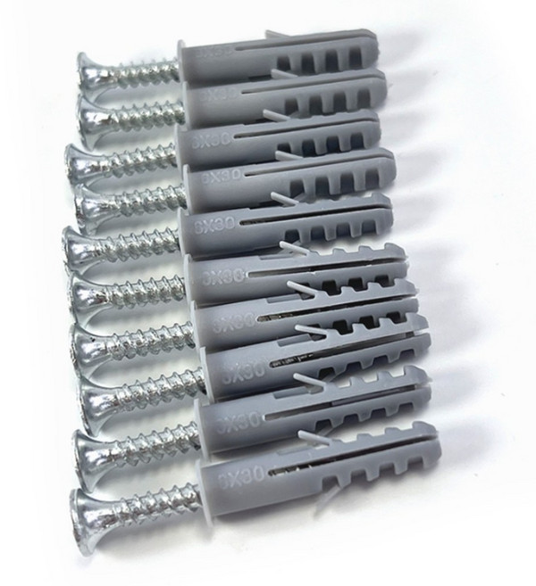 시멘트 칼블럭 단단한 벽면 고정용 10개 6x30mm 나사결합 플라스틱 피스