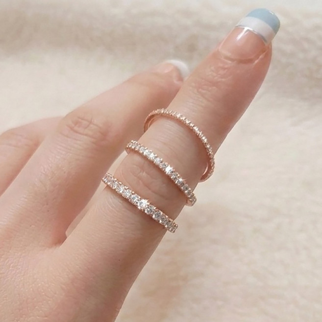 가드링 테니스 반지 큐빅 레이어드 링 ( 1mm 2mm 2.5mm )