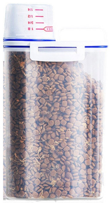 슈슈펫 반려동물 사료보관통 2.5리터 + 계량컵, 투명, 2.5L, 1개