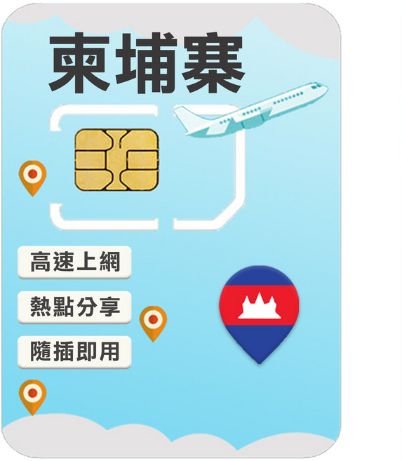 柬埔寨網卡, 1個, 10天, 總量20GB高速上網