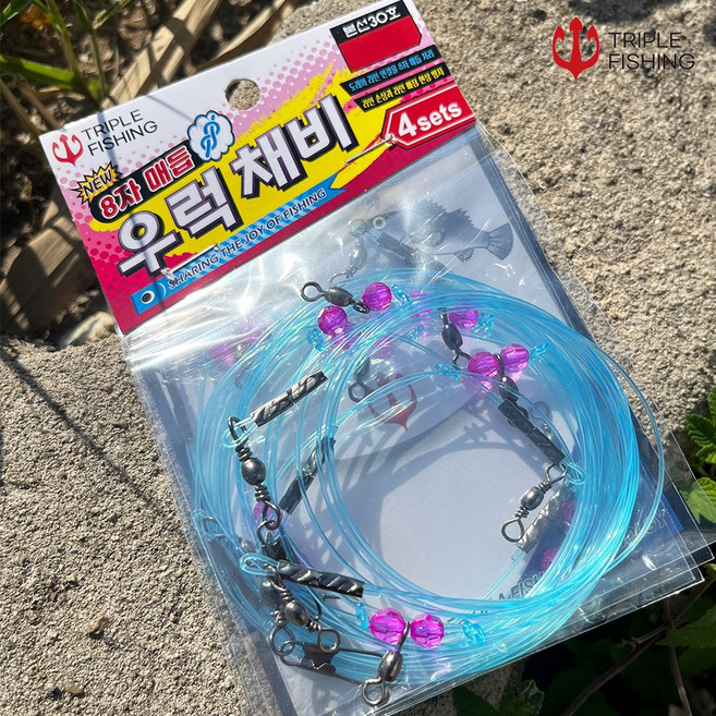 트리플 우럭채비 기둥줄 침선 선상우럭채비 엉킴방지용, 8개, 3개입