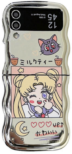 갤럭시z플립7 z플립5 z플립6 힌지보호 투명실리콘 안경 쓴 고양이 핸드폰케이스