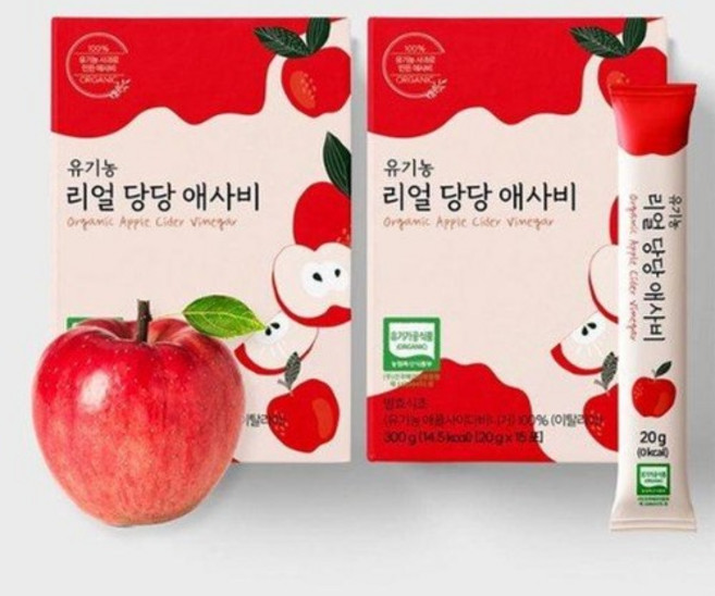 리얼당당 유기농 애사비 발효식초 스틱, 2개, 300g