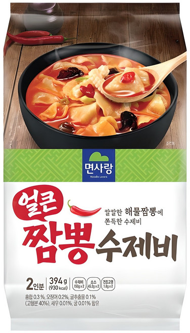 면사랑 2인용 얼큰 짬뽕 수제비, 394g, 1개