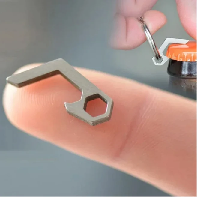 EDC 기어 미니 경량 병따개 열쇠고리 포켓 도구 유틸리티 가젯 아웃도어 캠핑 하이킹 장비 키체인, 03 은, 01 NO RING