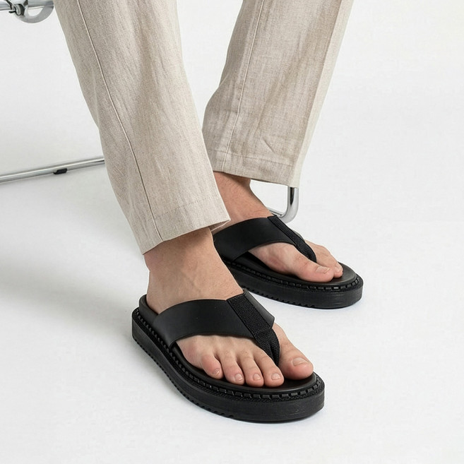 키노이 써니 4cm 키높이 남여공용 레더 플리플랍 쪼리 공장직영