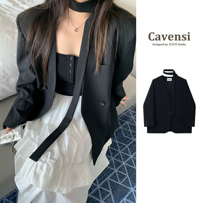 Cavensi 飄帶雙釦西裝外套