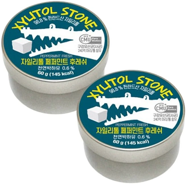 구강유산균함유 자일리톨스톤 페퍼민트후레쉬, 2개, 60g - 쿠팡