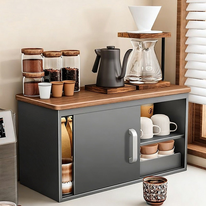 Alemon 주방 철재 슬라이딩 미니 수납장 수납함, 검정색, 1개