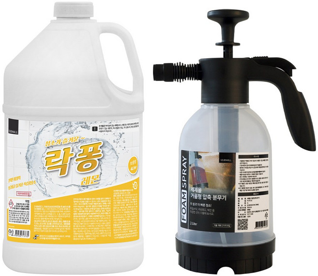 락퐁 레몬향 4L + 압축분무기 세트 욕실 화장실 청소세제 세정제 거품 스프레이 폼건, 1개