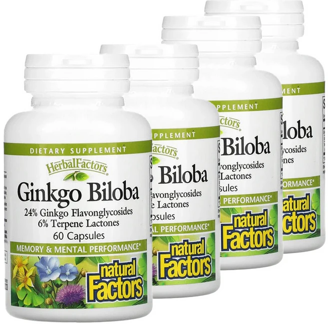 네추럴팩터스 징코빌로바 은행나무추출 60MG Capsules, 4개, 60정 - 쿠팡
