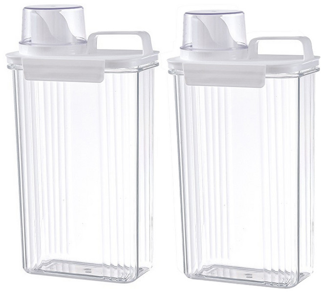 다용도 소분용기 손잡이형 세제소분 분말 액체 대용량, 2개, 투명 2.8L