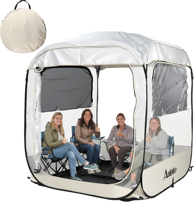 2-4 스포츠 텐트 5.3x5.3x6 FT 클리어 버블 메시+PVC 듀얼 및 휴대용 보관 가방 접지 말뚝 날씨 기능 테일게이트 야외 활동 캠프 낚시용