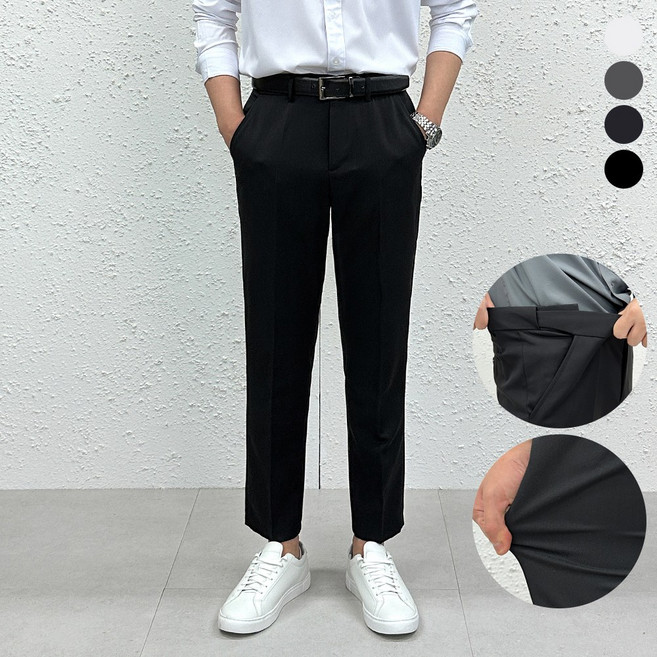 더맨쉽 남자 링클프리 스판 시크릿밴드 슬랙스 정장바지 9부 10부 출근룩 데일리 S~3XL 빅사이즈 ABTCP16013