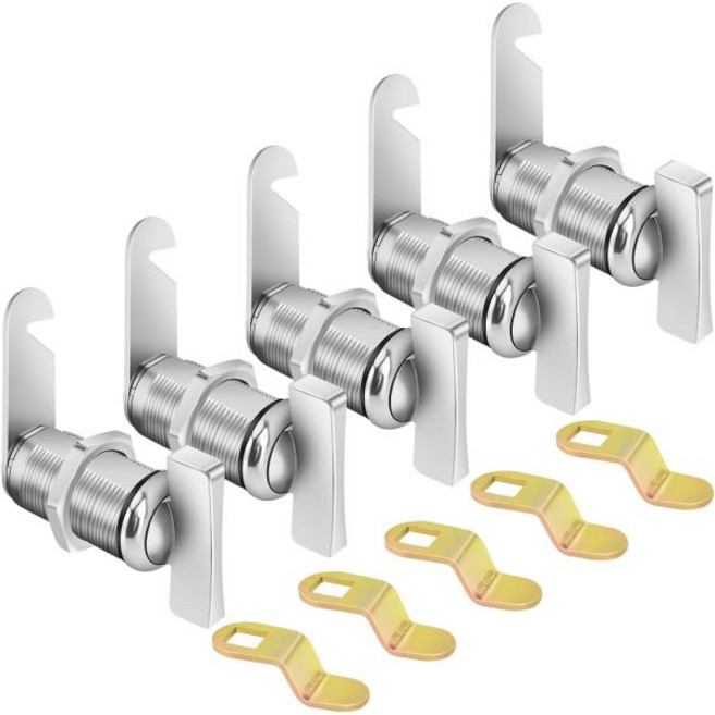 Sartatue Cam Lock 2.2cm(7/8인치) 5피스 엄지 잠금 작동 오프셋 칸막이 및 보관 문용 RV 장치 캠핑카 차량 파일 서랍에 맞는 열쇠가 없는 장치 (, 1-3/8 Inch 5Pcs