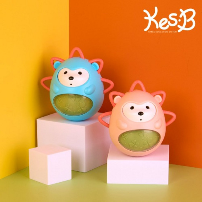 [캐스B] 플레이 고슴도치 오뚝이 블루핑크 택1 (2618/2619) 신생아선물 아기장난감, 블루